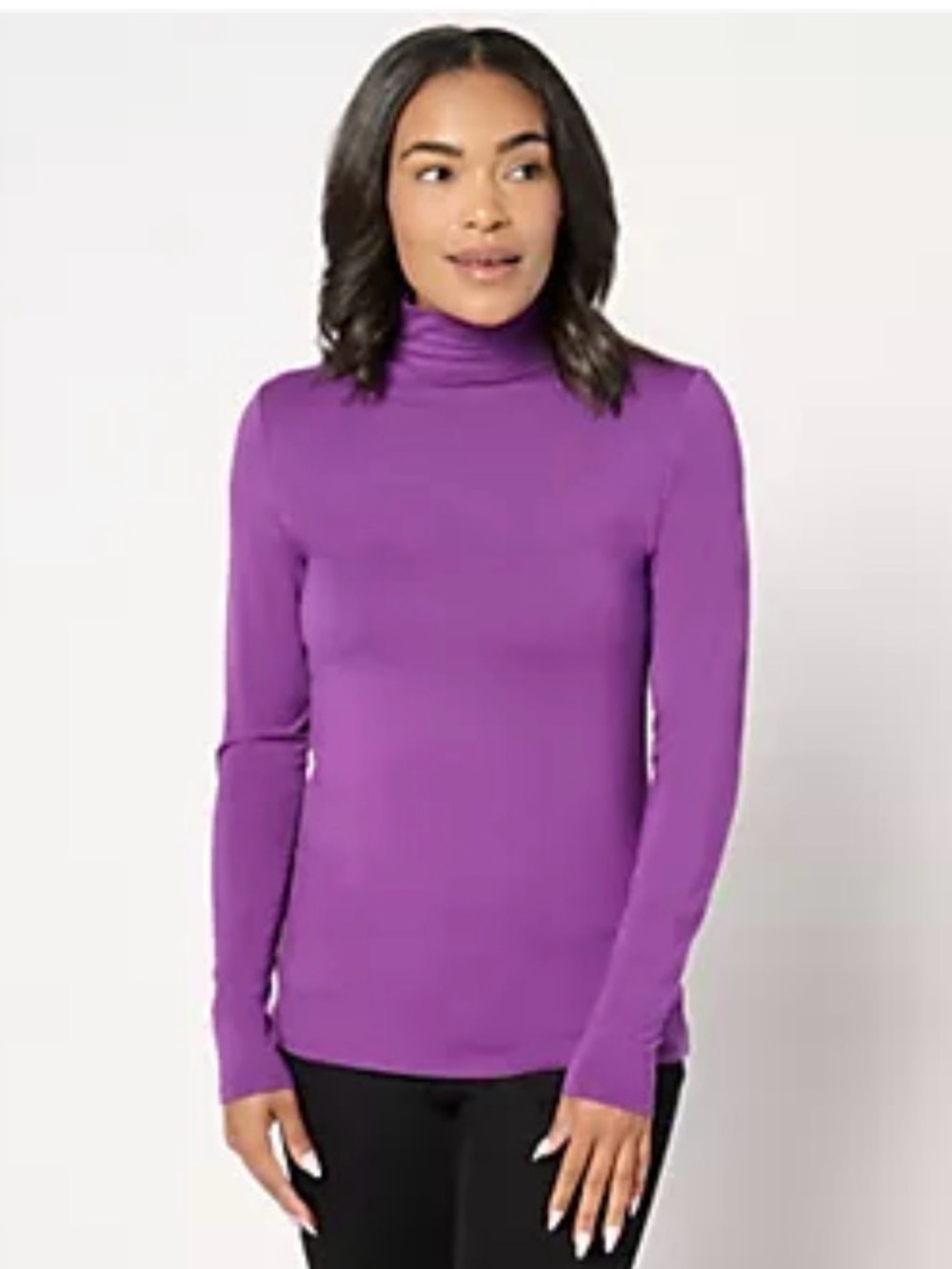 Carla Rockmore Collection Purple Long-Sleeve Knit Funnel Neck Turtleneck Size M